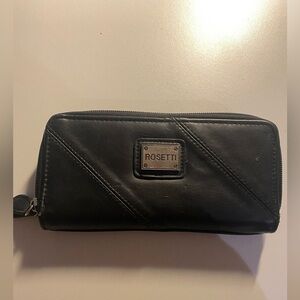 Rosetti Black Diagonal-Stitch Zip Wallet
